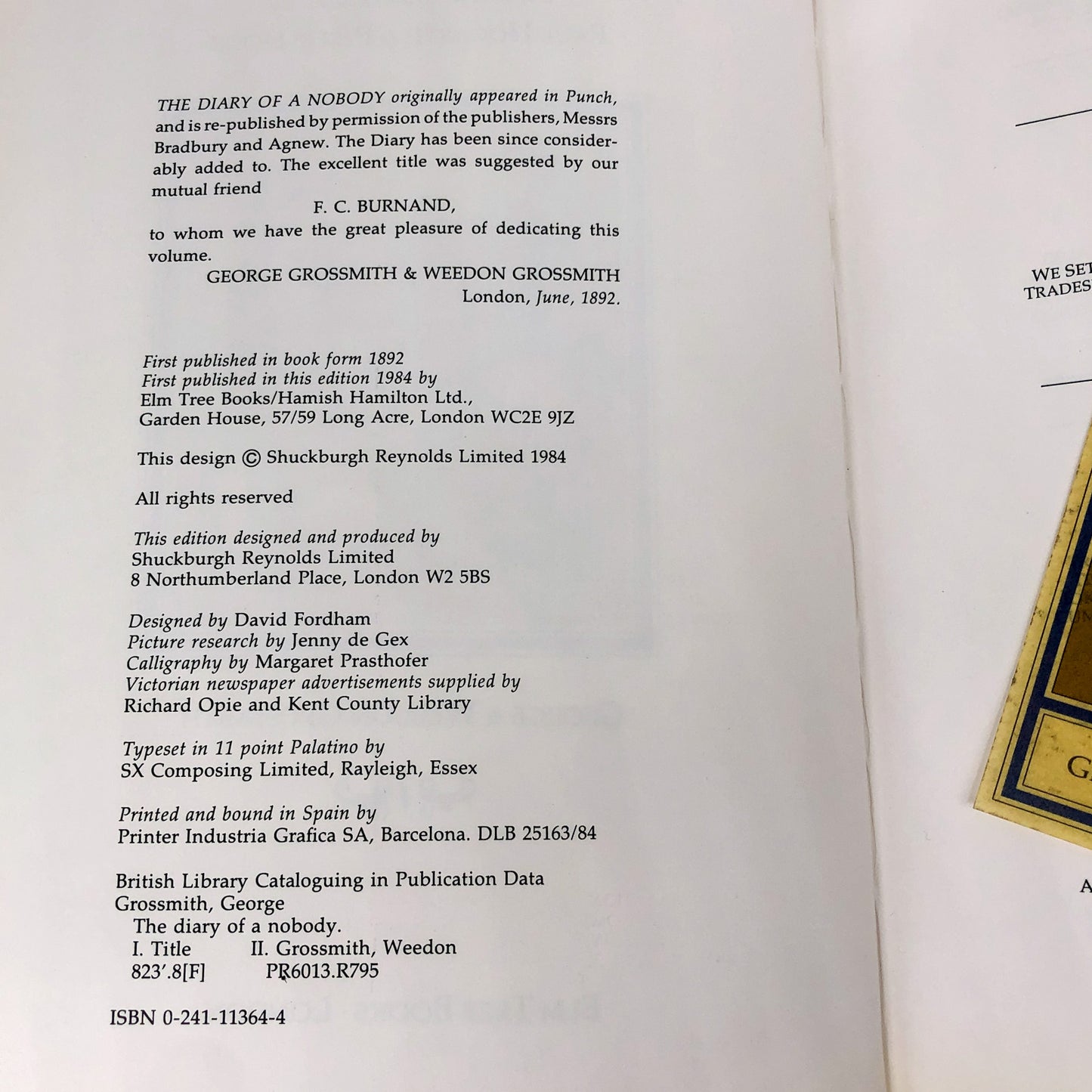 The Diary of a Nobody by George & Weedon Grossmith [U.K. LEATHER-BOUND LIMITED ILLUSTRATED EDITION] 1984