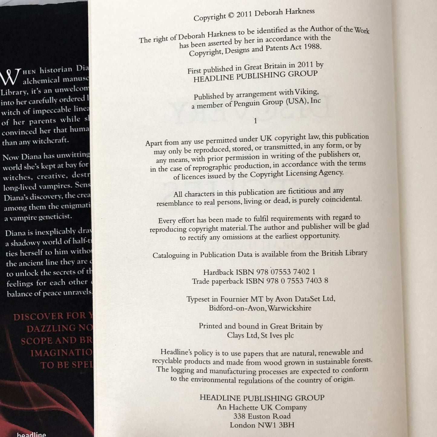 A Discovery of Witches by Deborah Harkness [U.K. FIRST EDITION / FIRST PRINTING] - Bookshop Apocalypse