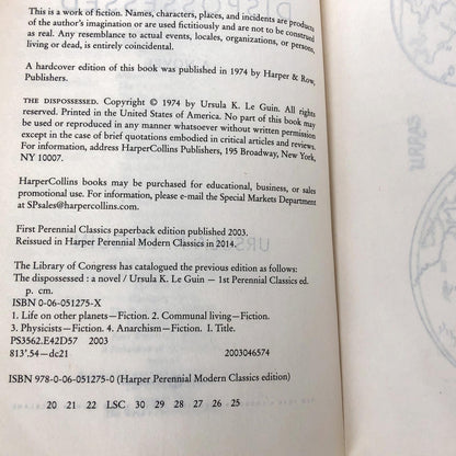 The Dispossessed by Ursula K. Le Guin [TRADE PAPERBACK RE-ISSUE] 2014 • Harper Perennial