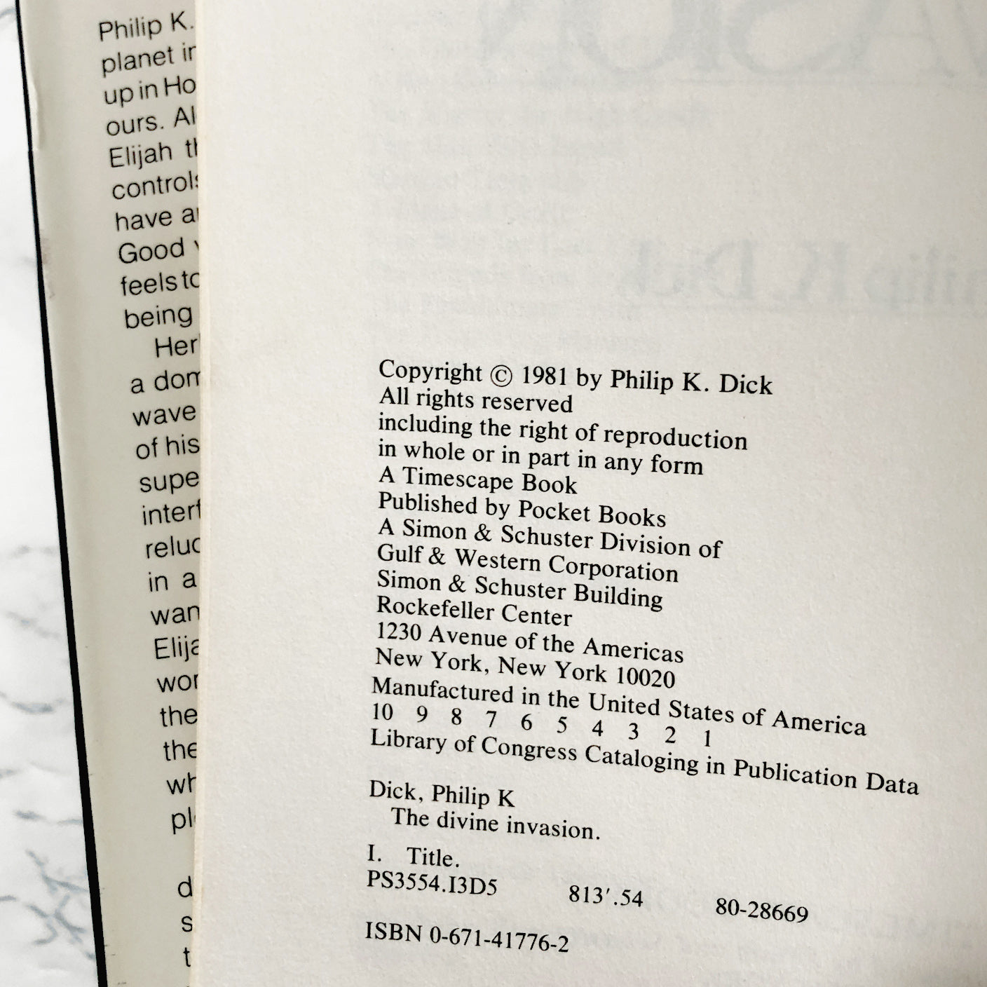 The Divine Invasion by Philip K. Dick [FIRST EDITION / FIRST PRINTING] 1981