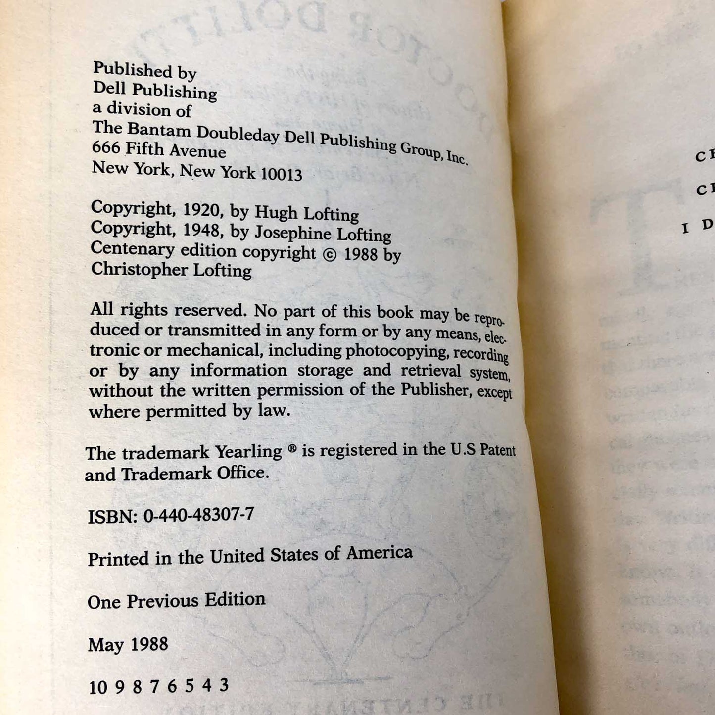 The Story of Doctor Doolittle by Hugh Lofting [TRADE PAPERBACK] 1988