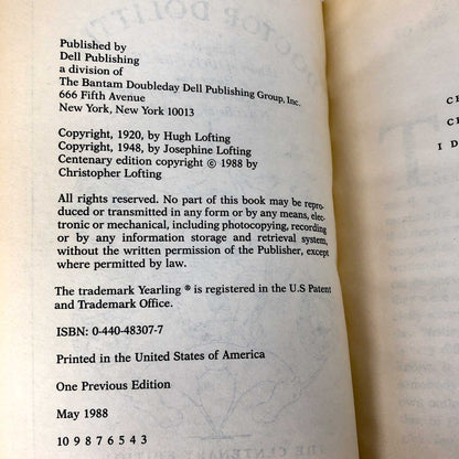 The Story of Doctor Doolittle by Hugh Lofting [TRADE PAPERBACK] 1988