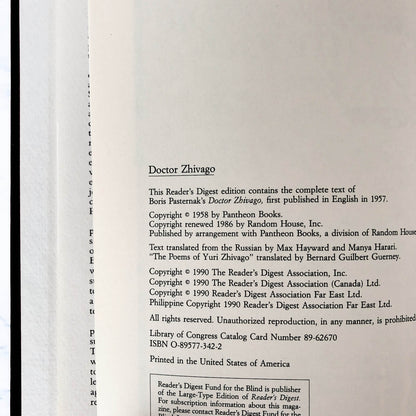 Doctor Zhivago by Boris Pasternak [ILLUSTRATED HARDCOVER / 1990]