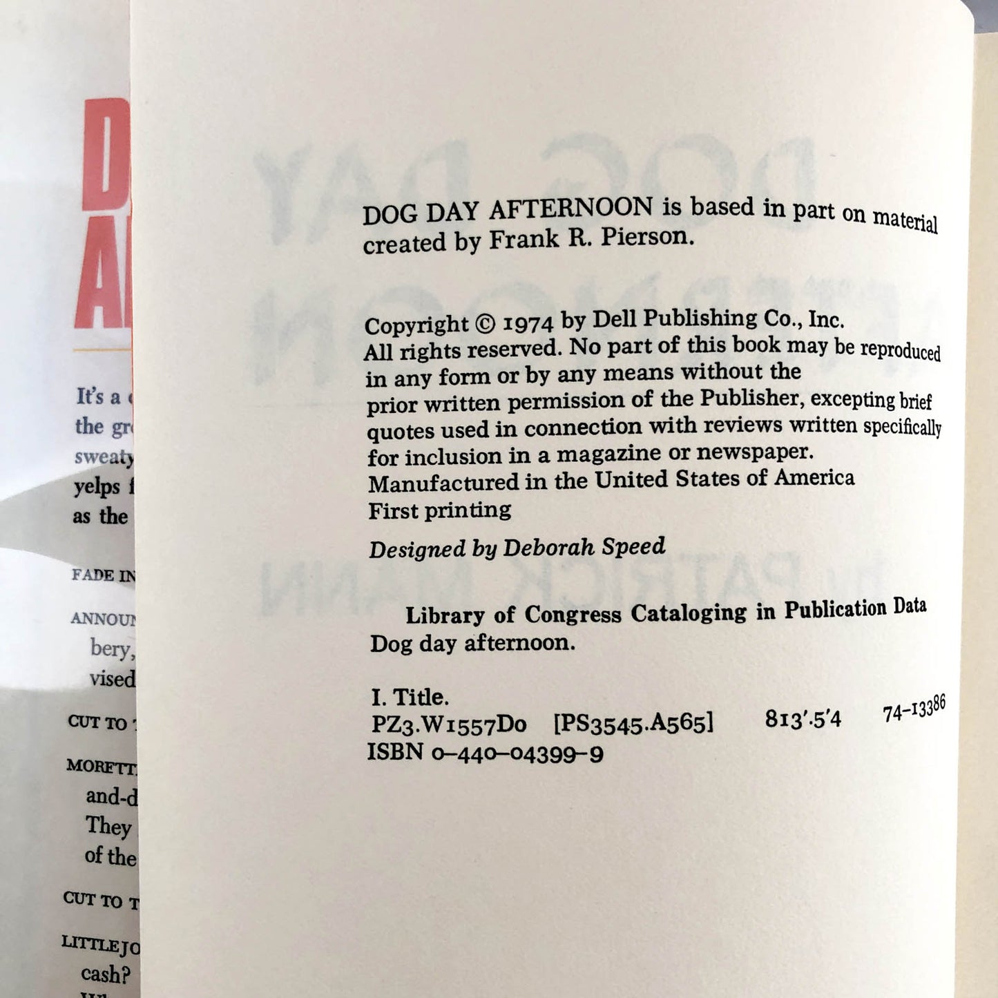 Dog Day Afternoon by Patrick Mann [FIRST EDITION / FIRST PRINTING]
