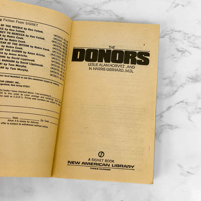 The Donors by Leslie Alan Horvitz [FIRST EDITION PAPERBACK] 1982