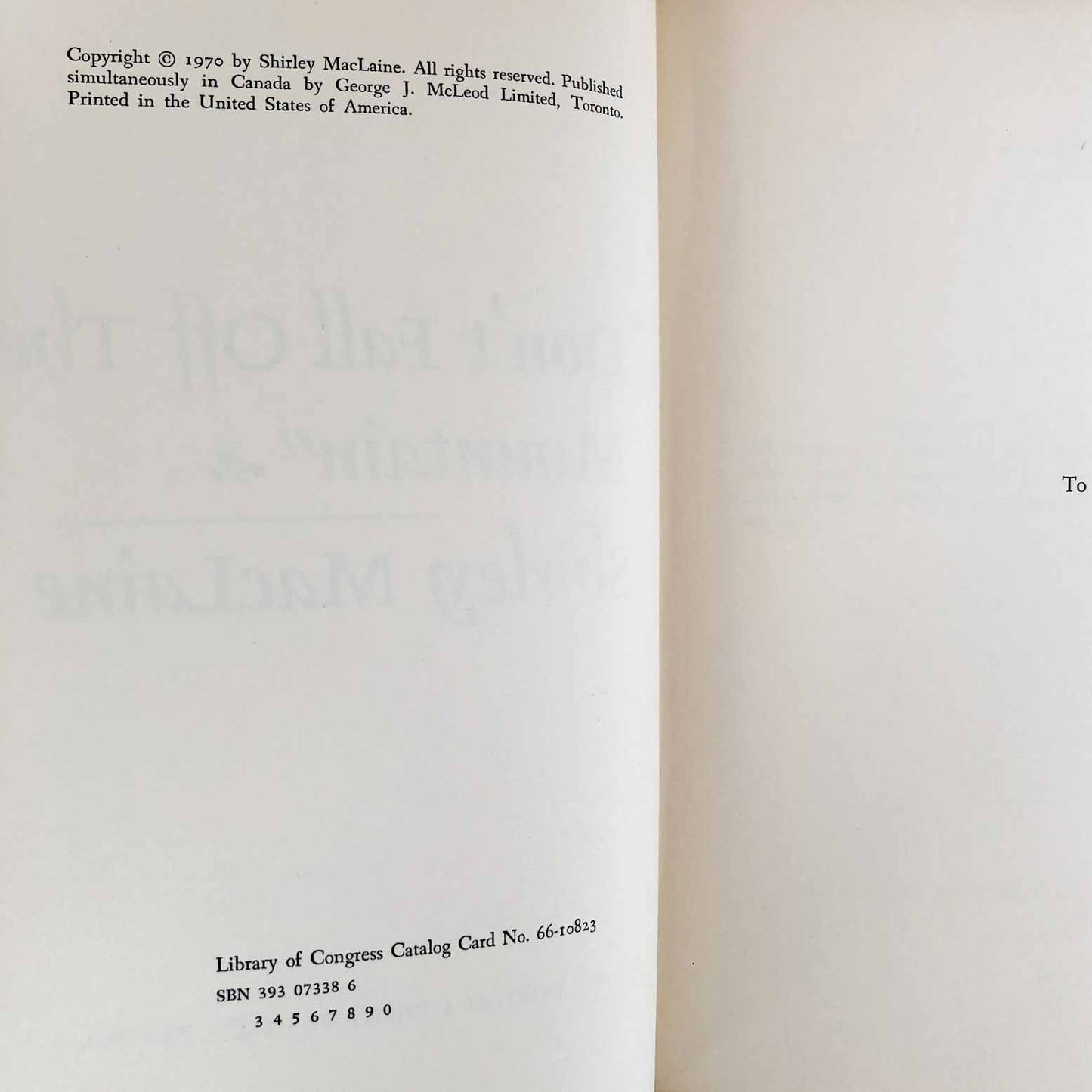 Don't Fall Off the Mountain by Shirley MacLaine [FIRST EDITION / 1970]