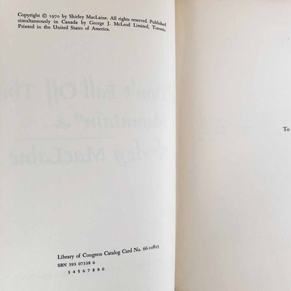 Don't Fall Off the Mountain by Shirley MacLaine [FIRST EDITION / 1970]