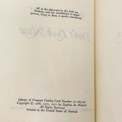 Don't Look Now by Daphne du Maurier [1971 HARDCOVER] • Doubleday