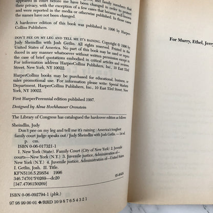 Don't Pee on My Leg and Tell Me It's Raining by Judy Sheindlin [TRADE PAPERBACK - Bookshop Apocalypse