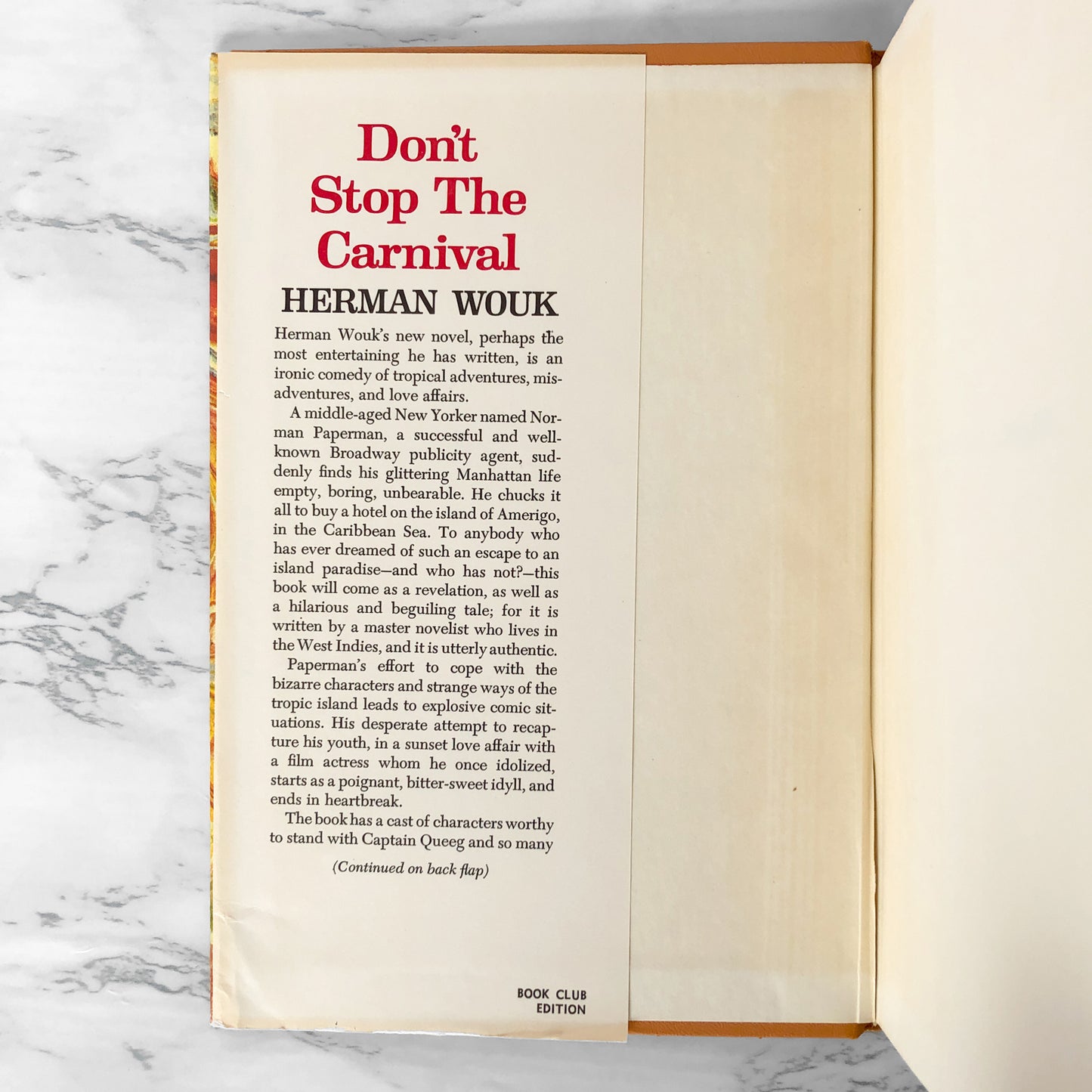 Don't Stop the Carnival by Herman Wouk [FIRST BOOK CLUB EDITION / 1965]