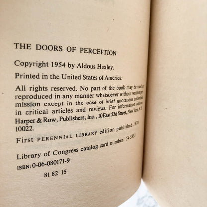 The Doors of Perception by Aldous Huxley [1970 PAPERBACK]