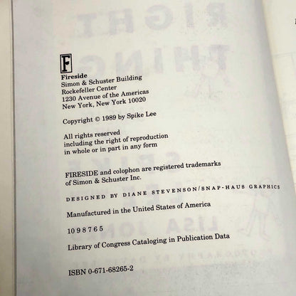 Do the Right Thing by Spike Lee w. Lisa Jones [1989 TRADE PAPERBACK]