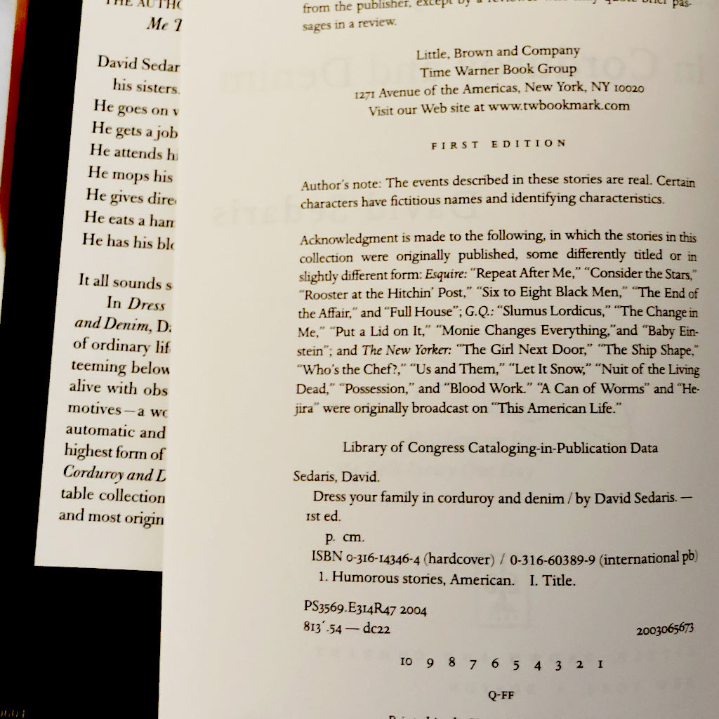 Dress Your Family in Corduroy and Denim by David Sedaris SIGNED! [FIRST EDITION / FIRST PRINTING]