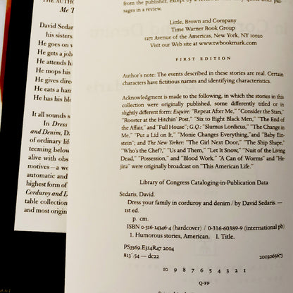 Dress Your Family in Corduroy and Denim by David Sedaris SIGNED! [FIRST EDITION / FIRST PRINTING]