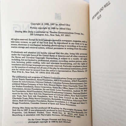 Driving Miss Daisy by Alfred Uhry [FIRST BOOK CLUB EDITION / 1988]