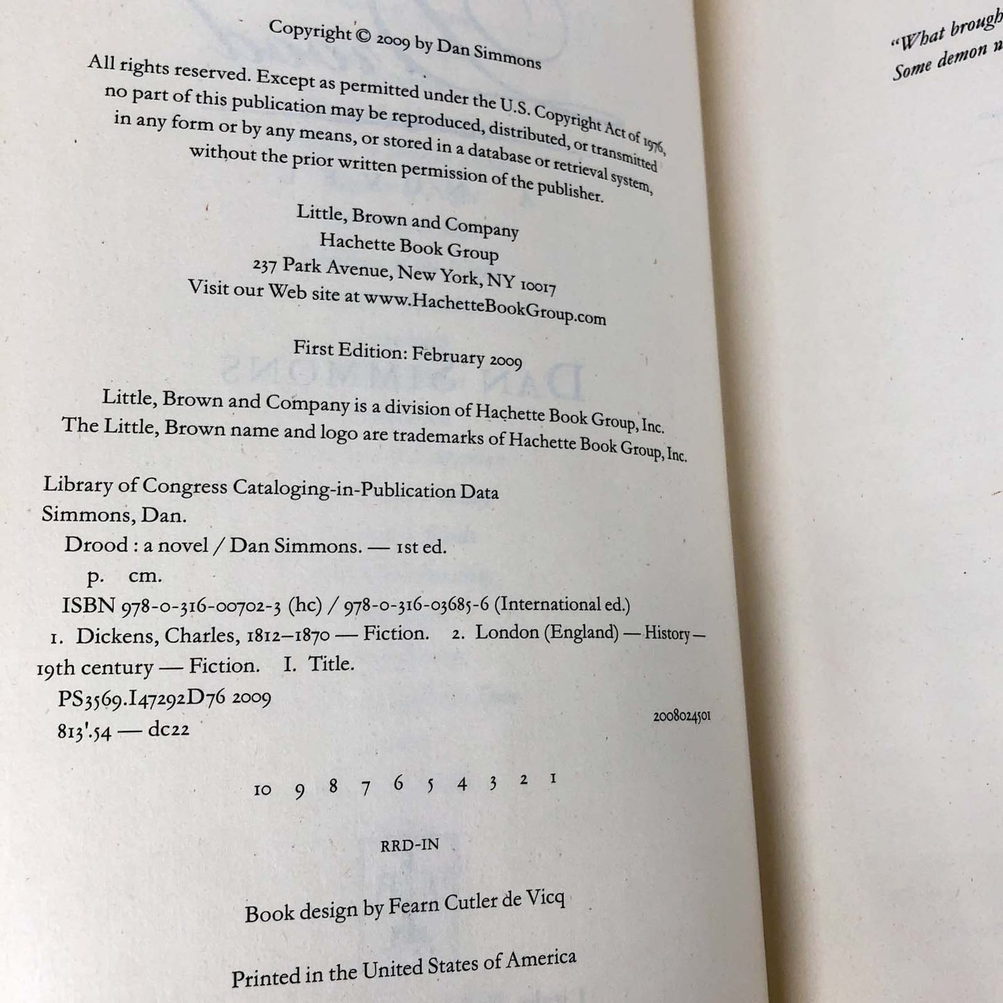 Drood by Dan Simmons [FIRST EDITION • FIRST PRINTING] 2009 • Little Brown & Co.