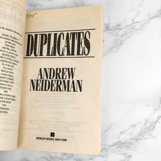 Duplicates by Andrew Neiderman [FIRST EDITION] 1994
