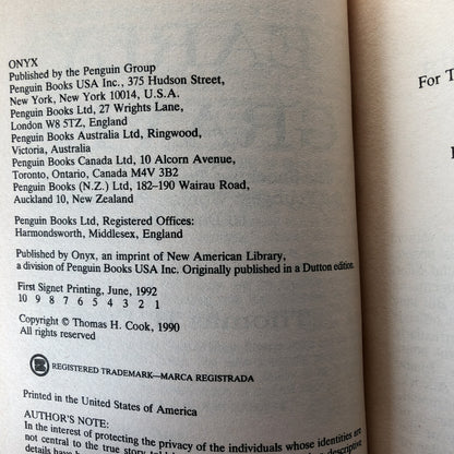 Early Graves by Thomas H. Cook [1992 PAPERBACK]