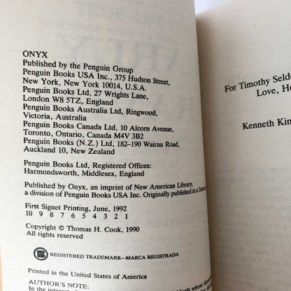 Early Graves by Thomas H. Cook [FIRST PAPERBACK PRINTING] 1992