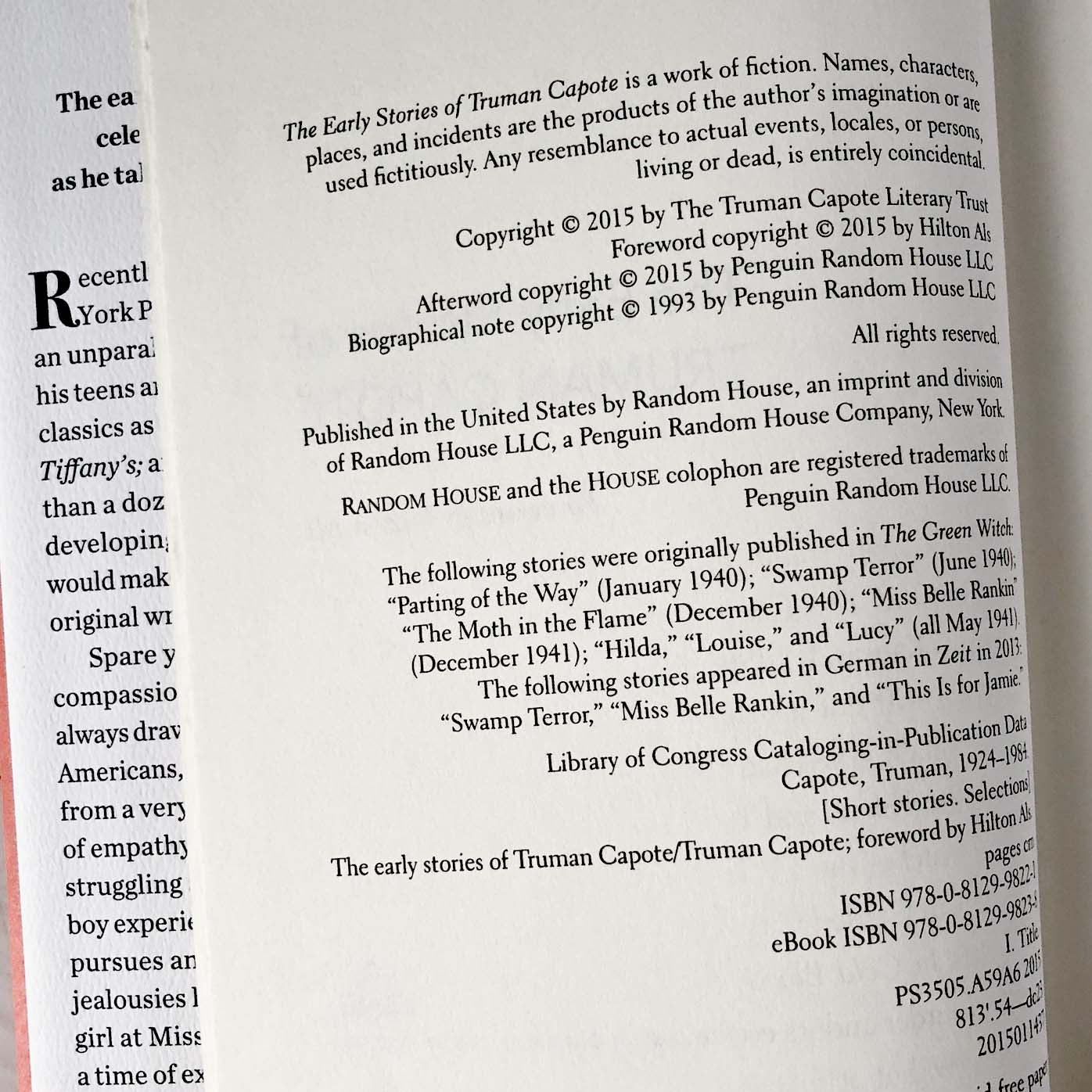 The Early Stories of Truman Capote [FIRST EDITION] 2015 • Random House