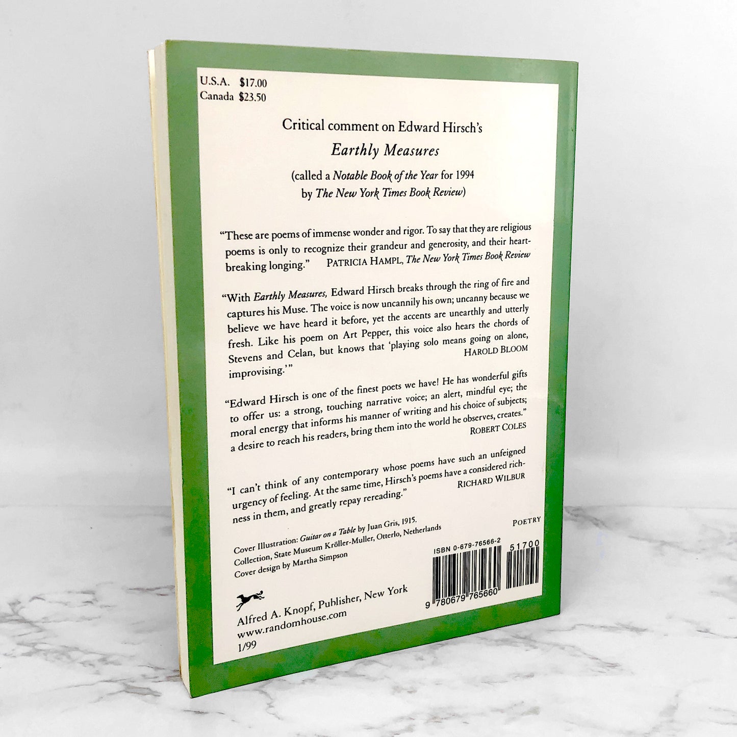 Earthly Measures: Poems by Edward Hirsch SIGNED! [FIRST PAPERBACK EDITION]