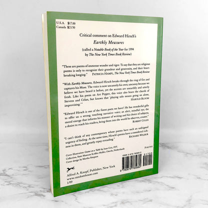 Earthly Measures: Poems by Edward Hirsch SIGNED! [FIRST PAPERBACK EDITION]