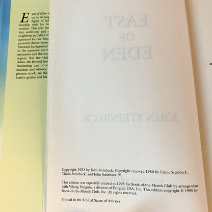 East of Eden by John Steinbeck [BOOK CLUB EDITION / 1995]