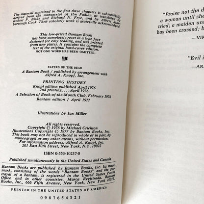 Eaters of The Dead by Michael Crichton [FIRST PAPERBACK PRINTING / 1977]