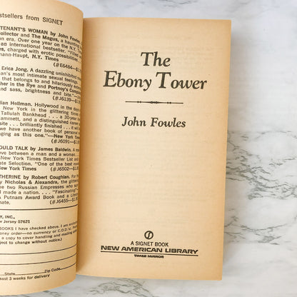 The Ebony Tower by John Fowles [1975 PAPERBACK]