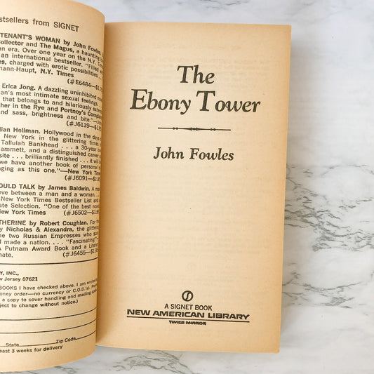 The Ebony Tower by John Fowles [1975 PAPERBACK]
