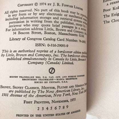 The Ebony Tower by John Fowles [1975 PAPERBACK]