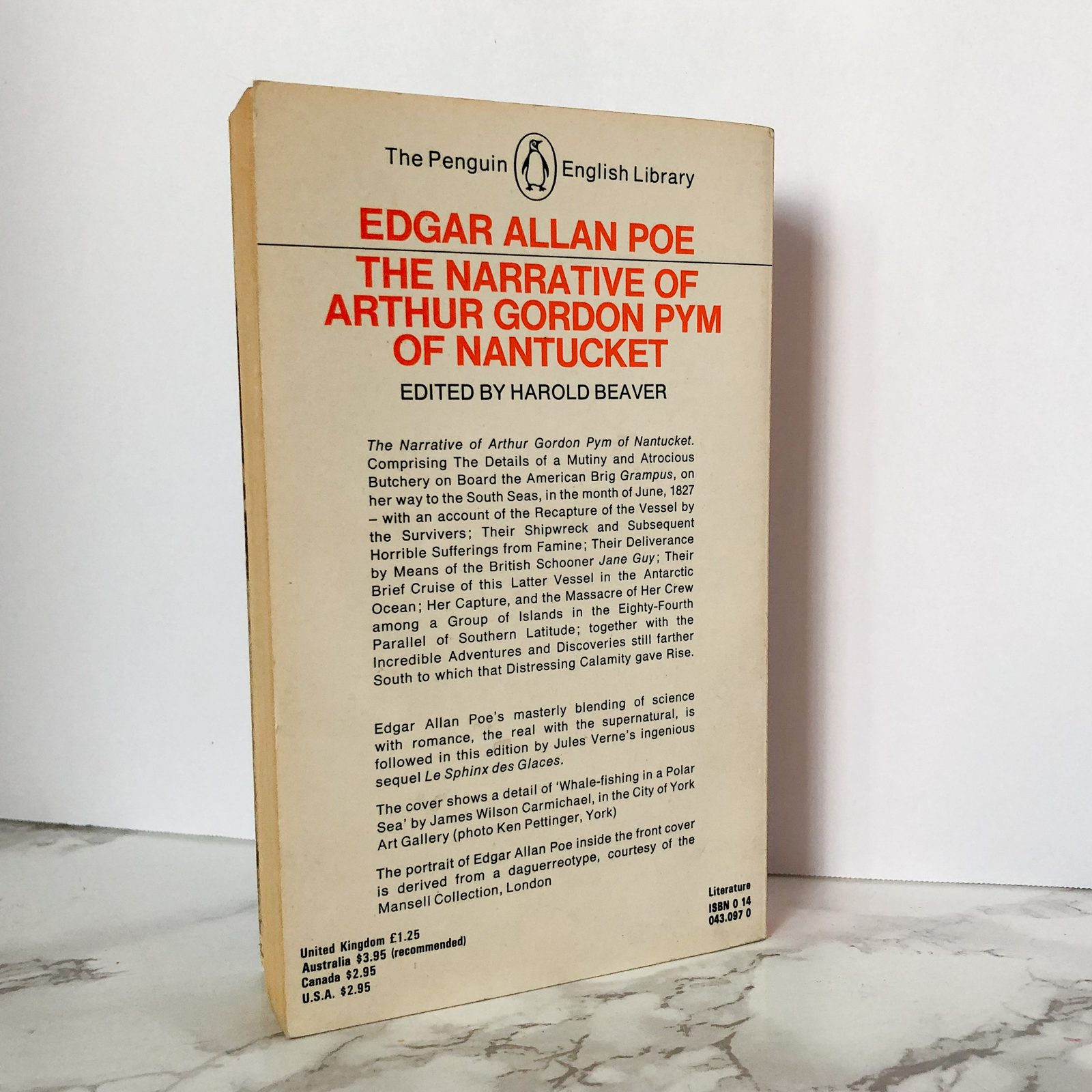 The Narrative of Arthur Gordon Pym of Nantucket by Edgar Allan Poe [1980 PAPERBACK] - Bookshop Apocalypse