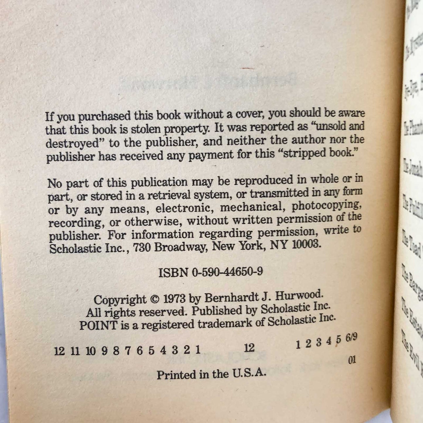 Eerie Tales of Terror & Dread by Bernhardt J. Hurwood [FIRST PAPERBACK PRINTING] 1992 Point Horror