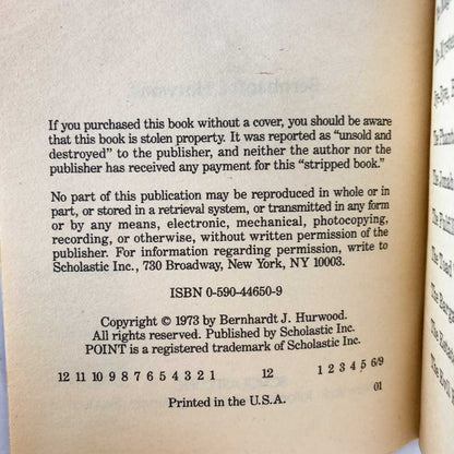 Eerie Tales of Terror & Dread by Bernhardt J. Hurwood [FIRST PAPERBACK PRINTING] 1992 Point Horror