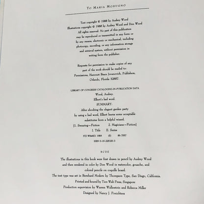 Elbert's Bad Word by Audrey & Don Wood [FIRST EDITION] 1988