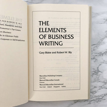 The Elements of Business Writing by Gary Blake & Robert W. Bly [FIRST EDITION]