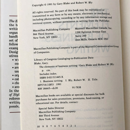 The Elements of Business Writing by Gary Blake & Robert W. Bly [FIRST EDITION]