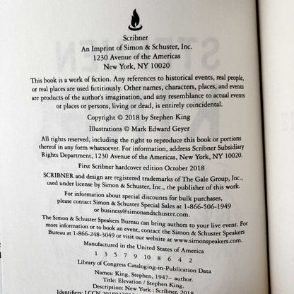 Elevation by Stephen King [FIRST EDITION / FIRST PRINTING]