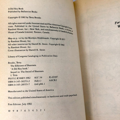 The Elfstones of Shannara by Terry Brooks [FIRST EDITION • FIRST PRINTING] 1982