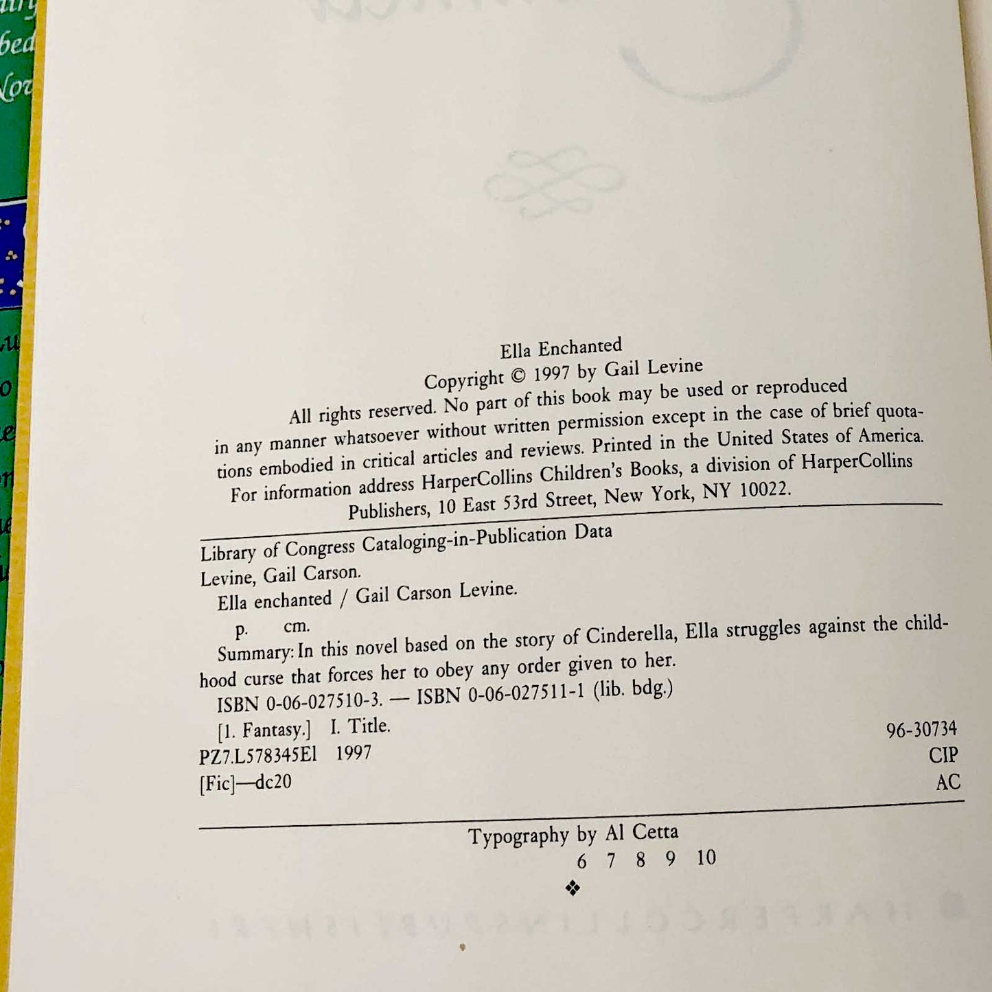 Ella Enchanted by Gail Carson Levine [FIRST EDITION] 1997