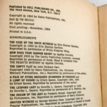 Ellery Queen's 12: Distinguished Tales of Detection [1964 DELL PAPERBACK]