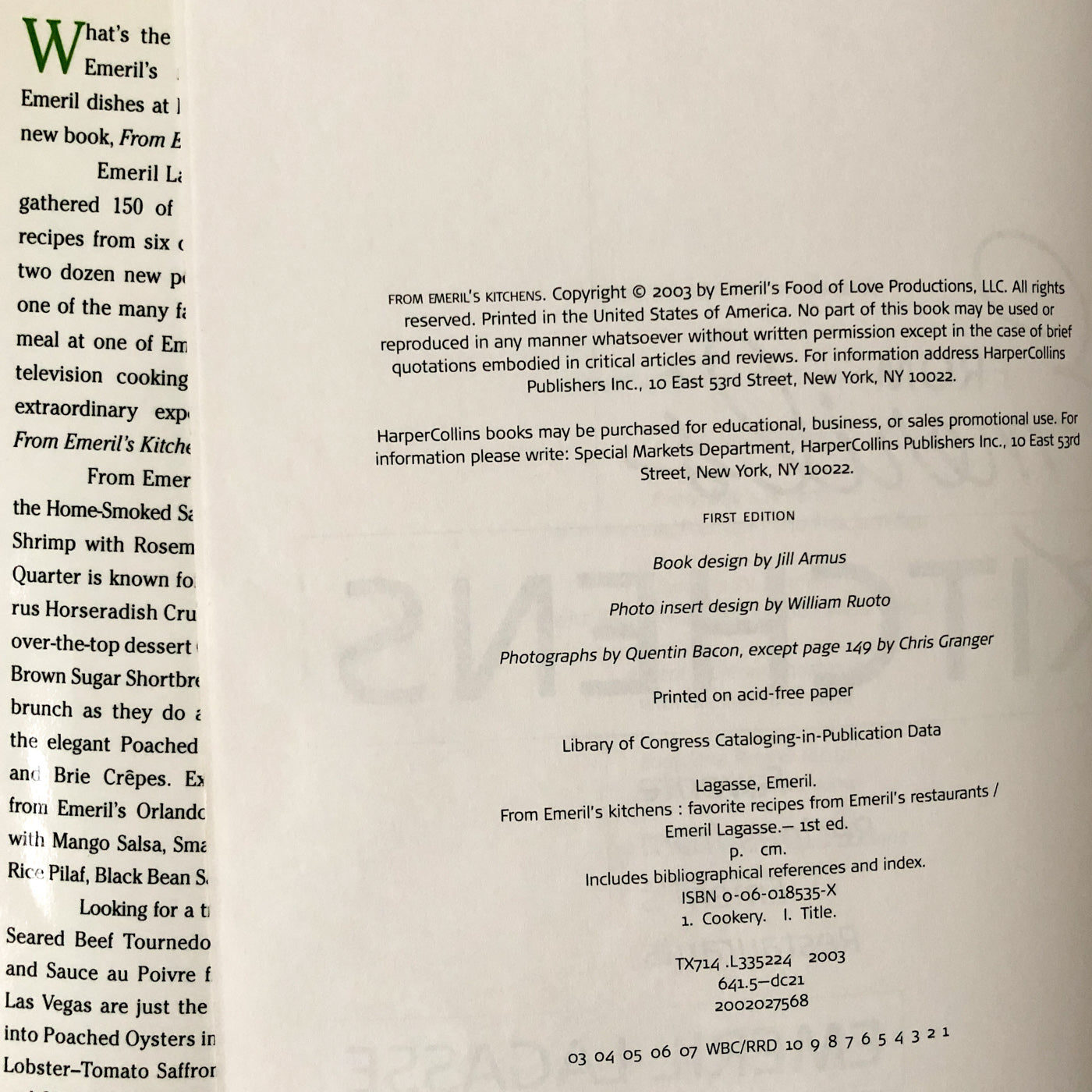 From Emeril's Kitchens by Emeril Lagasse [FIRST EDITION / FIRST PRINTING] 2003