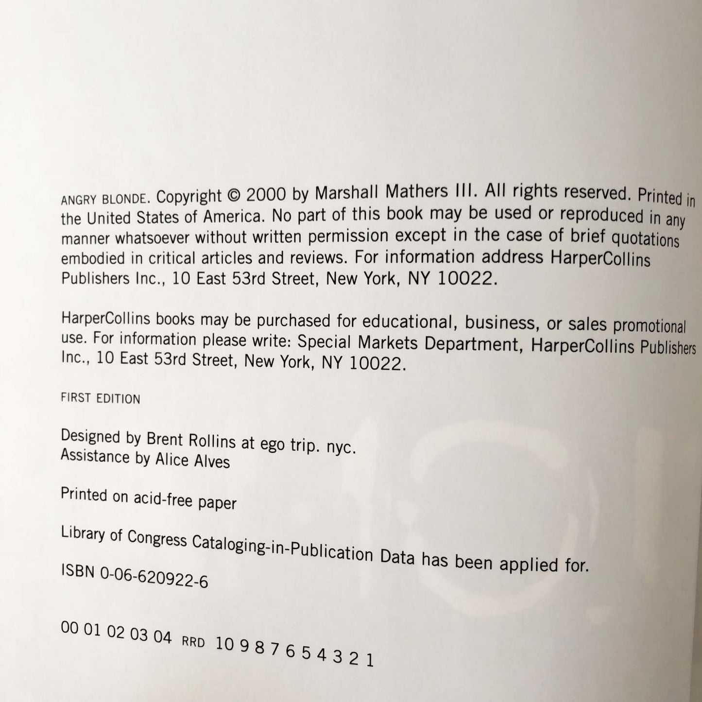 Angry Blonde by Eminem [FIRST EDITION / 2000]