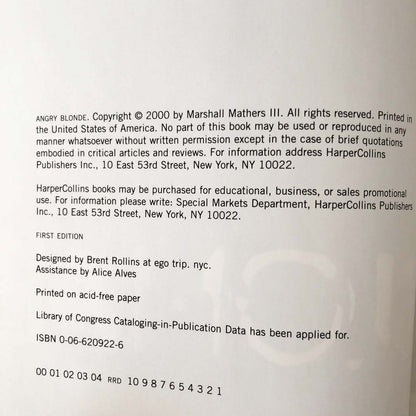 Angry Blonde by Eminem [FIRST EDITION / 2000]