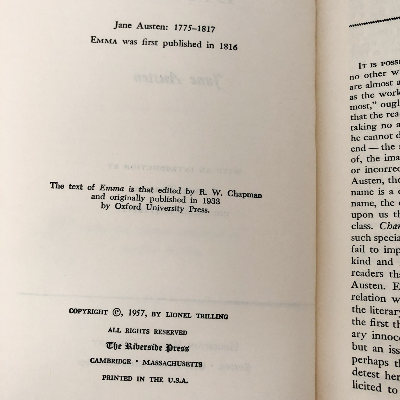 Emma by Jane Austen [THE RIVERSIDE PRESS / 1957]