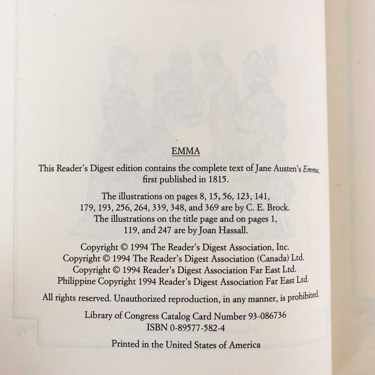 Emma by Jane Austen [ILLUSTRATED HARDCOVER / 1994]