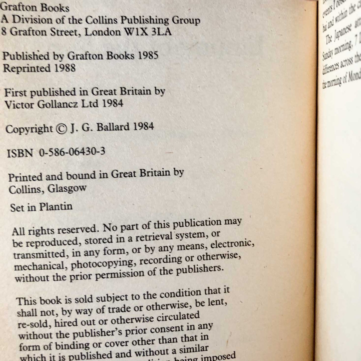 Empire of the Sun by J.G. Ballard [1988 U.K. PAPERBACK]