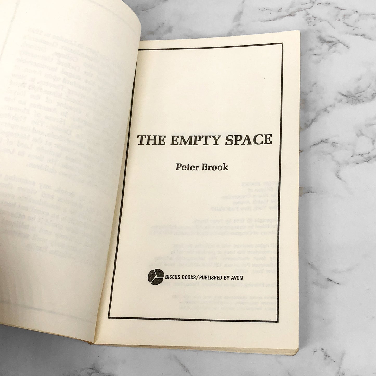 The Empty Space by Peter Brook [FIRST PAPERBACK PRINTING] 1969 • Discus