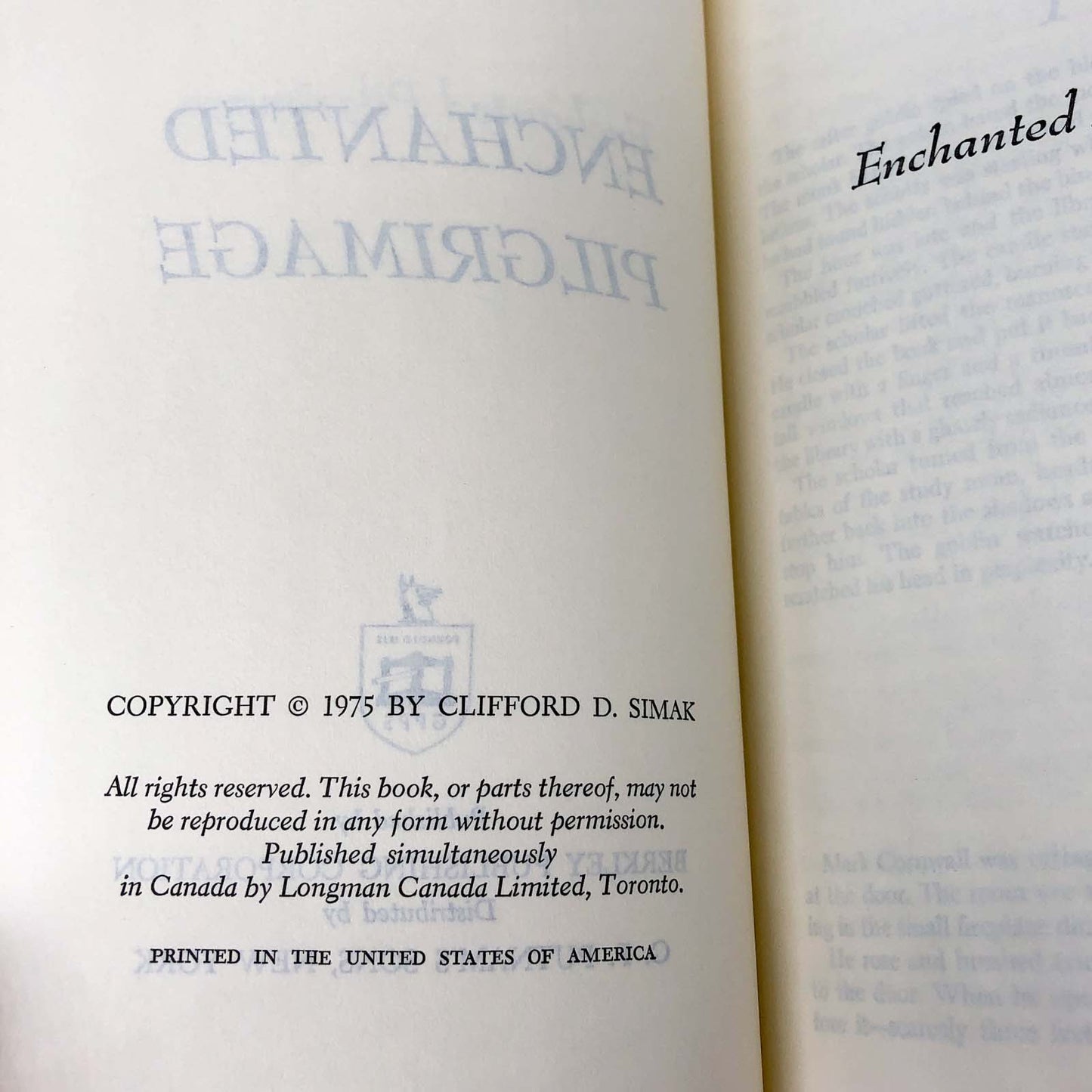 Enchanted Pilgrimage by Clifford D. Simak [1975 HARDCOVER]