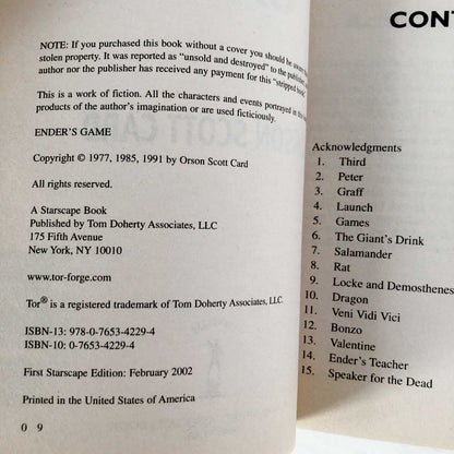 Ender's Game by Orson Scott Card [TRADE PAPERBACK] 2002 • TOR